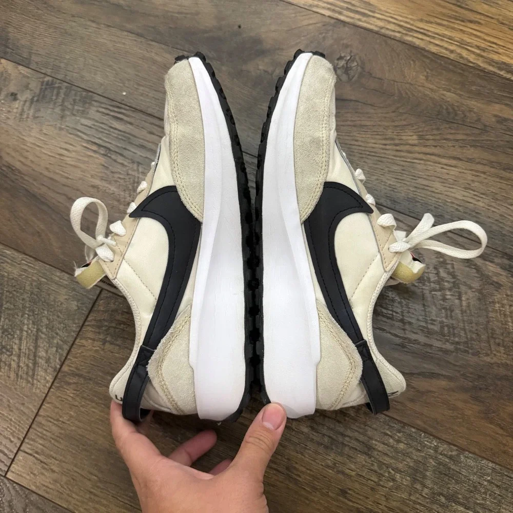 Nike Waffle Debut Sail Ivory Black Womens 5.5 Running Shoes Athletic Sneaker